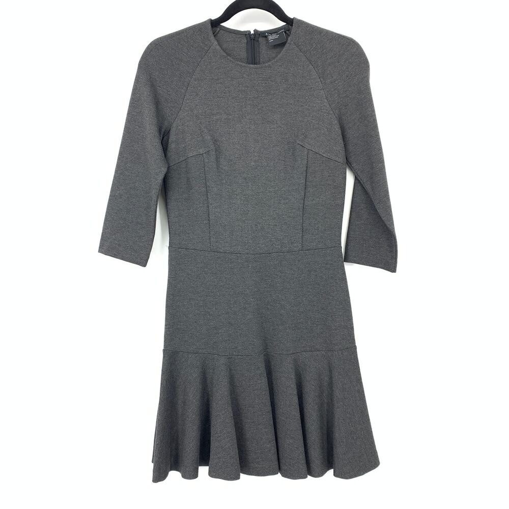 A|X Armani Exchange Half Sleeve Ponte Dress Womens Sz S Dark Gray Ruffle Hem
